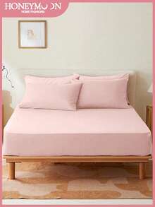 1 件超柔软纯色床笠，轻盈如云朵般的感觉床上用品，14 英寸/35 厘米深口袋，适合所有尺寸的床 - 单人床、双人床、特大号床、大号床单 - 淺粉色 - 查看 2