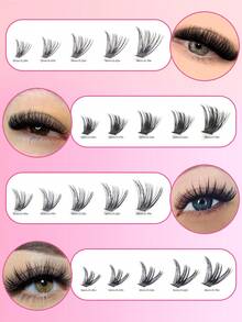 390/340 Pieces Fluffy Lash Clusters, 4 Styles Mixed, 5D Thick & Dense Lash Clusters, Faux Mink Individual Lashes, D Curl 10-18mm Mixed Lashes, Create Voluminous Curled Lashes. Wedding Bridal Makeup Tools, Lash Clusters, Individual Lashes, False Eyelashes. - D - 查看 5