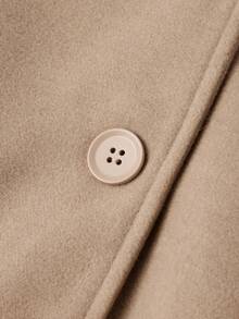 女士羊毛混纺大衣，配人造毛皮领、袖口和腰带 - 时尚长款外套，适合寒冷天气 - 駝色 - 查看 8