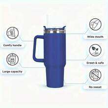 TAIMASI 1pc Lake Green Tumbler With Lid And Straw, 40oz Stainless Steel Insulated Water Bottle With Handle, Gift Drinking Cups, Keeps Cold For 24 Hours Or Hot For 10 Hours, Portable Suitable For Outdoor Camping, Hiking, Driving, And Car Travel - Hồ Xanh - Xem 8