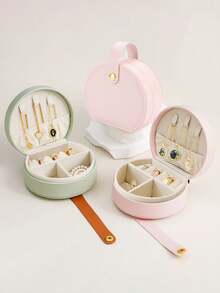 1pc Portable Jewelry Organizer,Case Small Jewelry Boxes,Creative Portable Jewelry Storage Box,Portable Travel Jewelry Box,Bridal Bridesmaid Gift Box,Small Organizers Display Storage Box,Portable PU Leather Jewelry Box,Jewelry Box, Necklace Storage Box - Multicolor - View 3