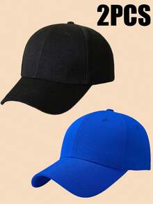 2 Pcs Solid Color Men's Outdoor Sun Protection Casual Hat, Minimalist Fashion Adjustable Comfortable Snapback Hat For Spring And Fall, Travel, Beach, Y2K Style For Teenagers - A - View 5