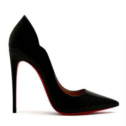 Scarpin Royalz Verniz Salto Alto Fino Curvas Sola Vermelha Preto confortável sapatos feminina elegante Scarpin Bico Fino