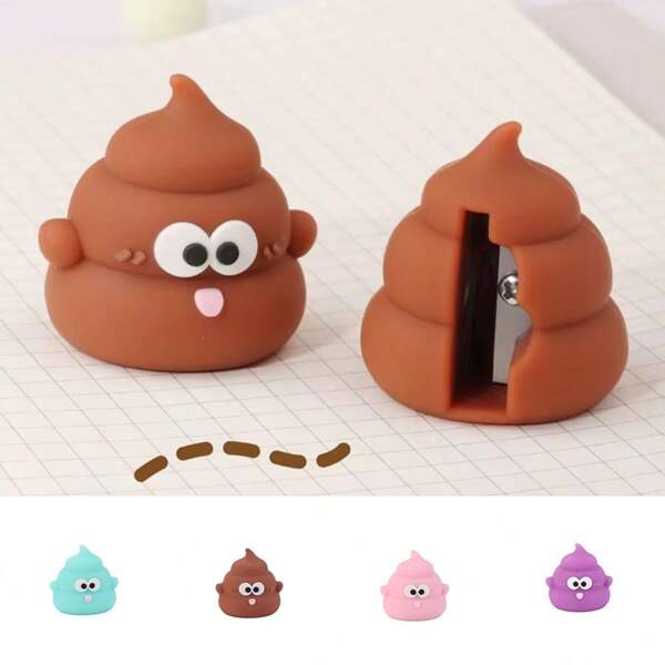 1 pieza/10 piezas Soporte para bolígrafos y bolígrafo con forma de excremento - Accesorios de escritorio de oficina divertidos y creativos, adecuados para la oficina, la escuela o recompensas de aprendizaje, de color marrón con diseño de cara juguetona, artículos de papelería lindos, set de 10 piezas, 1 pieza de color