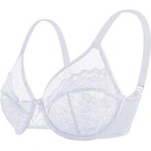 Minimizer Bras Women Full Coverage Underwire Bras Plus Size Lifting Lace Bra Heavy Breast - 淺灰色 - 查看 6
