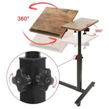 Table d'ordinateur avec Hauteur réglable et surface rotatif 360°, Table d'appoint roulante pour Ordinateur, Support laptop netbook avec 4 roulettes