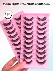 10 Pairs Of Russian False Eyelashes With D Curl, Soft And Sponge Thick Cross Eyelashes, Natural Reusable False Vision Eyelashes, Eyelash Extensions Eyelashes