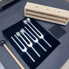Ear Cleaning Professional Tuning Forks Therapy Set - 128Hz, 512Hz, 432Hz, 256Hz Yoga And Meditation Body-Weight Tuning Forks - Frequency Relaxation Device With Suspension Frame
