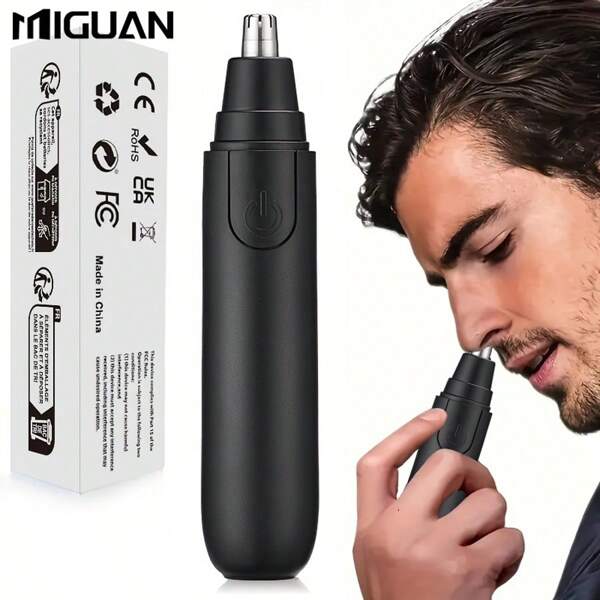 Electric Nose Hair Trimmer, Professional Painless Nose And Ear HairTrimmer For Women Men Stainless Steel Head Dual EdgeBlades Nose Hair Remover Mute Efficient Battery-Operated Easy Cleansing