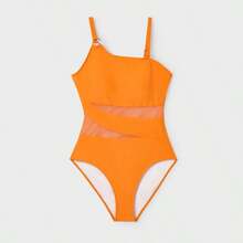 Pantalones cortos de natación con cordón naranja a juego para la familia o Traje de baño de una pieza naranja con tirantes - Naranja - Ver 3
