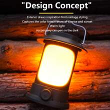 1pc Outdoor LED Camping Lamp With Type-C Charging, Waterproof Tent Light