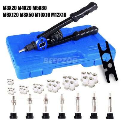 310PCS Rivet Nut Riveter Gun Rivets Heavy Duty M3-12 Thread Kit Nutsert Heavy Duty Steel Tool