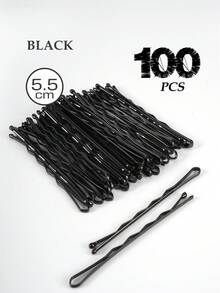 150/100/50pcs Black Metal Solid Casual Wavy Bobby Pin For Women And Girl, Non-Slip Hair Clips For All Hair Types, Suitable For Daily Use And Hair Styling Claw Clips Hair Claws Hair Barrettes, School Stuff, Hair Accessories