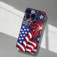 Fireworks American Flag Pattern Phone Case With A Premium Matte Feel, Newly Popular, Full Lens Protection, Shockproof, Drop-Resistant, And Fingerprint-Proof Phone Cover Suitable For Iphone 16/15/14/13/12/11/X/XR/XS/8/7/SE Mini Plus Pro Max Series - màu đen - Xem 7