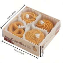 4 Pcs Cookie Soy Wax Candle Set | Coffee Milk Dessert Display | Handmade Cream Icing Decor | Cafe Ambiance Gift Box