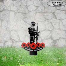 1 PC 2D Flat Acrylic Gift Garden Decoration Pile For All Seasons, One Soldier And Red Flower Memorial Garden Pile Outdoor Decoration With Some "Inscriptions" For Veterans Day And Memorial Day Lawn Cemetery Bonsai Holiday Gifts, Memorial Soldier Decoration.