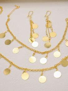 Set minimalista nuovo stile francese con ciondolo a forma di farfalla, lettera S e cerchio, composto da collana, bracciale e orecchini, 3 pezzi