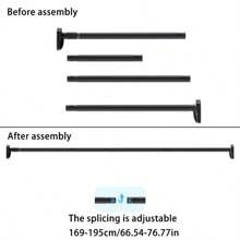 Adjustable Tension Rod - Made Of Stainless Steel With Plastic End Caps, Easy Installation Without Drilling, Suitable For Shower Curtains, Curtains, Closets, Balcony Drying - Available In Silver, Black, White And Grey Room Decor Bathroom Accessories Back To School