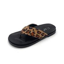 Damen Sommer Flache Sandalen, Design mit breiten Riemen, ergonomischer Zehenriemen, bequem für den täglichen Gebrauch - Leoparden-Aufdruck - Übersicht 1