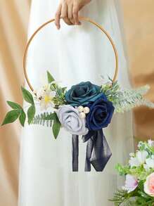Hochzeit Gold Reifen Brautjungfern Blumenstrauß für Bridal-Shower, Zeremonie Jahrestag Kranz Tischdekorationen zum Aufhängen an der Wand