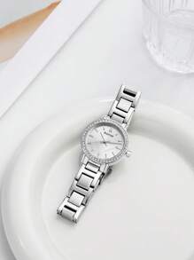 1pc Women Elegant Simple Stainless Steel Quartz Watch, Suitable For Holiday Gift, Women Watch