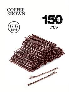 150/100/50 Stück schwarze Metall-Haarspangen in Wellenform, solide und lässig, rutschfeste Haarclips für Frauen und Mädchen, für alle Haartypen, geeignet für den täglichen Gebrauch und Haarstyling, Schulsachen, Haarzubehör, Kopfzubehör, Haarnadel, Reisen, Geburtstag - Kaffeebraun - Übersicht 19