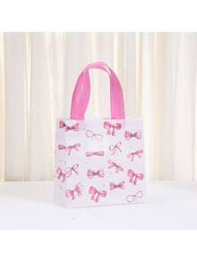 6/12/24件甜美蝴蝶结印花无纺布手提袋生日礼物包装袋创意小清新节日礼品袋 - 彩色 - 查看 7