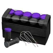 Travel Size Professional 1.25 "Compact Ceramic Hot Hair Rollers, 10 Piece Set, Anti-Static Technology, Ionic, Black