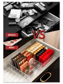 1 pieza Organizador de paleta de sombras de ojos, Organizador de maquillaje para paleta de sombras de ojos y organizador de lápices labiales, Almacenamiento de maquillaje para cajón de tocador, Sombras de ojos, Lápices labiales, Almacenamiento de cosméticos modernos, Paleta de maquillaje compacta Organizar, Para encimeras de baño, Tocadores