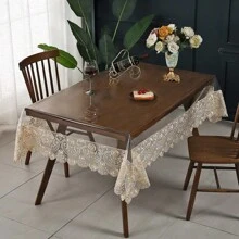 1pc Transparent PVC Tablecloth, Rectangular 55"X86", Modern Countryside Home Decor, Kitchen, Wedding, Picnic, Restaurant