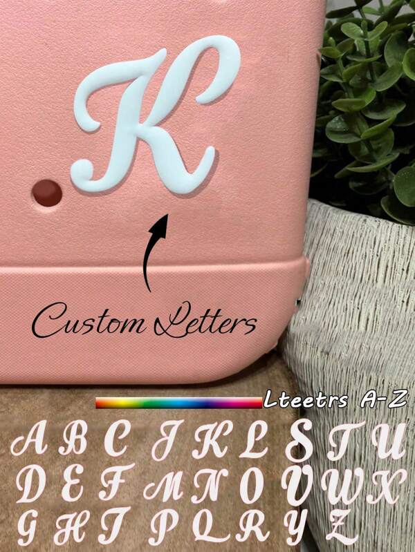 Custom Letter Charms For Decorative Letter Charms Alphabet Lettering Accessories Charms Insert Alphabet Lettering Accessories For Handbag Beach Tote Personalized 3D Printed Decorative A-Z Alphabet Letters Rubber Bag Rubber Tote Pin Beach Accessories Rubber Beach Bag