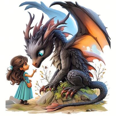 1pc/2pcs/3pcs Long Hair Blue Dress Girl Stroking Dragon Pattern, Suitable For Valentine's Day, Washable Heat Transfer Stickers For T-Shirts, Jeans, Jackets, Backpacks, Clothes, Hats, Etc. To Make Your Outfit More Vibrant