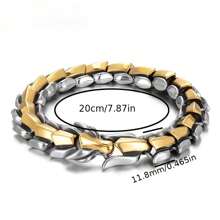 1pc 20cm Men's Viking Dragon Head Punk Style Bracelet, Fashion Vintage Accessory Suitable For Daily, Party, Gift