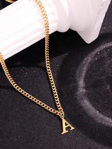 1 pieza Collar de hombre con diseño personalizado de letra A en estilo minimalista y hip-hop dorado, adecuado para vestir diario, trabajo y atuendo de trayecto