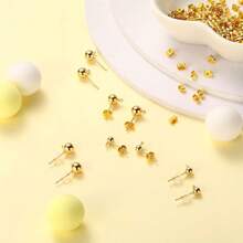 KMEOSCH 80pcs Stainless Steel Ball Post Earring Studs Kit - Includes 40pcs Round Ball Posts With Hanging Holes 40pcs Backs For DIY Enthusiasts And Jewelry Makers