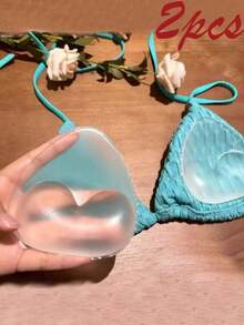 2 件优雅硅胶胸垫 - 隐形、可重复使用、加厚胸垫，适用于比基尼吊带，无缝内衣增强，柔软舒适的内衣配件，适合女性穿在胸罩和泳衣中