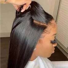 200% 密度 36 英寸可穿戴无胶假发,巴西人发预剪 4x4 5*5 直发高清蕾丝前假发,人发混合预拔 13*4 13x6 升级版无胶耐高温纤维合成蕾丝闭合假发,适合女性日常使用假发初学者 10-14 英寸鲍勃假发 - 自然色&黑色系 - 查看 5