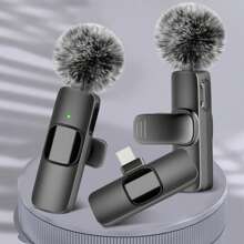 ميكروفون لاسلكي صغير الحجم للهاتف الذكي، ميكروفون لاسلكي للتشغيل بالوصل والتشغيل لتسجيل الفيديو والصوت، ميكروفون بنمط المقلمة للمقابلات والتدريس