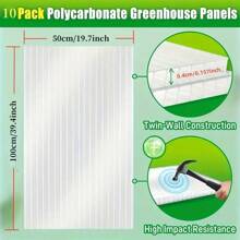 10 Pieces/Set Of Polycarbonate Panels, Double-Layer Polycarbonate Panels, Double-Layer Polycarbonate Panels Waterproof UV Enhanced Transparent Panels, Suitable For Greenhouse, Outdoor, And Plant Rack Roofs 19.7 * 39.4 Inches