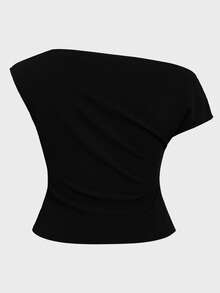 大码优雅基本款休闲独特可爱单肩修身短款女式上衣