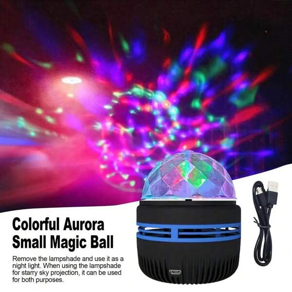 LED Starry Night Light Auto Rotating Star Moon Projection Lamp USB Plug-In Magic Ball Stage Atmosphere Decorations