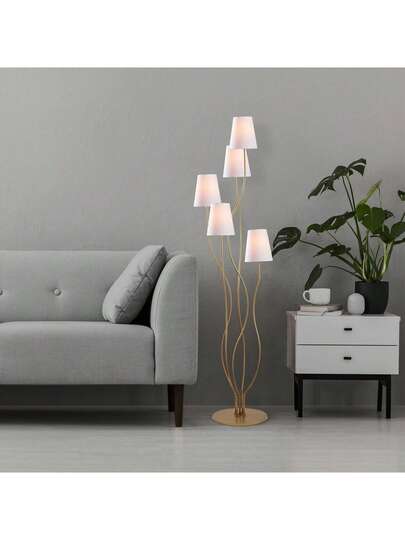 Well Home Vloer Lamp Wit Gold, 44x44x160. Free Shipping in 24/72 Hours. view 4