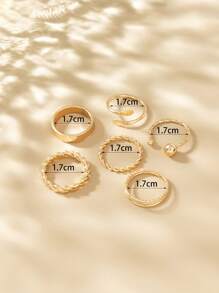 6 Stücke/Set europäischer und amerikanischer Stil durchbrochener verdrehter Fingerring