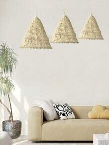 Hand Woven Rope Lampshade, Bohemian Style Hanging Decorative Pendant For Homestays, Restaurants,Bedrooms, Living Rooms, Balconies, Rustic Fabric Design, No Electricity Needed