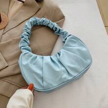 Bolso de nube nuevo y de moda, muy atractivo, bolso pequeño plisado de unicolor, bolso de hombro y axila versátil de unicolor para mujeres