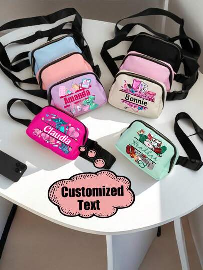 Personalized Nurse Waist Bag Fashion Zipper Waist Bag Hip Bag Sport Shoulder Chest Bag Waterproof Cross Shoulder Bag Belt Bag Customized Name Gift Bag For Nurse Little Women