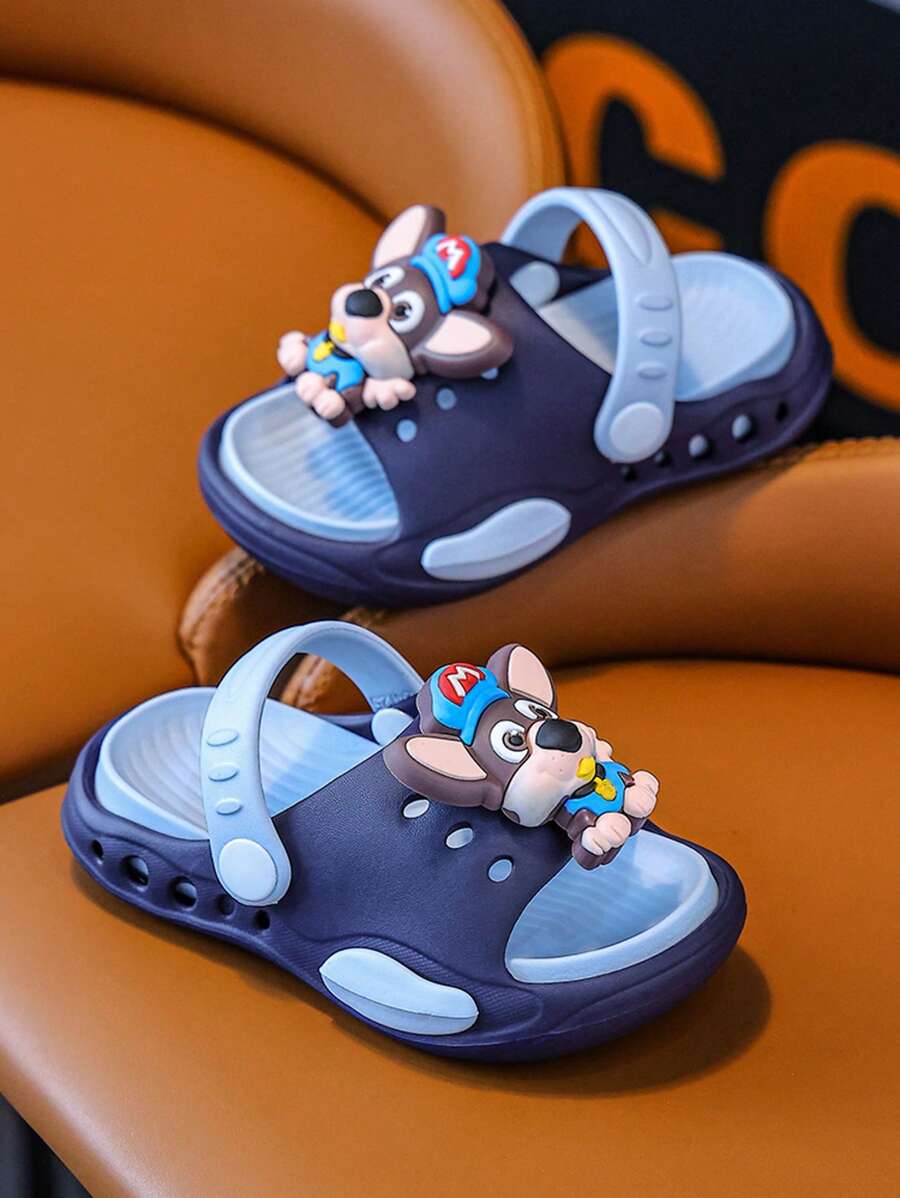 Zapatillas para niños, sandalias antideslizantes con diseño lindo de cachorrito para niños para usar dentro de la casa o en la ducha para niños pequeños