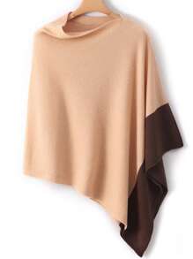 1 pièce Poncho en laine de mérinos 100% pour femmes, châle ample tricoté avec col roulé, cape asymétrique surdimensionnée