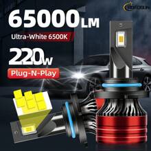 ROADSUN 2pcs H11 9005/HB3 9006/HB4 9007 H4 H13 Upgraded Car Headlight Bulbs, 65000LM 220W 6500K Cool White, High-Power CSP Bright Chip, 1:1 Precise Beam Pattern, 700% Brighter, Easy Installation