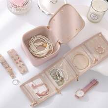 1pc Portable Multi-Functional Jewelry Box With Storage Bag, PU Leather Jewelry Ring Box Necklace Box Jewelry Box Oxidation Proof Birthday Gift, Super Large Capacity Jewelry Box For Earrings, Rings, Bracelets, Necklaces, Hair Accessories, Suitable As Gift For Girlfriends, Friends, Girls For Holiday Or Birthday Summer Goods For Women Storage Organizer Gift Back To School